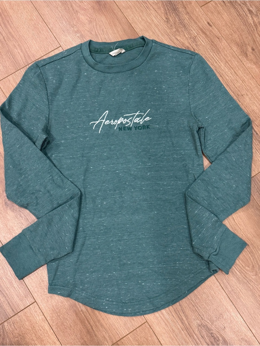 Aeropostale Teal Green Womens Long-Sleeve Logo Tee